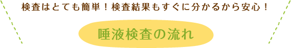 検査はとても簡単！検査結果もすぐに分かるから安心！ 唾液検査の流れ